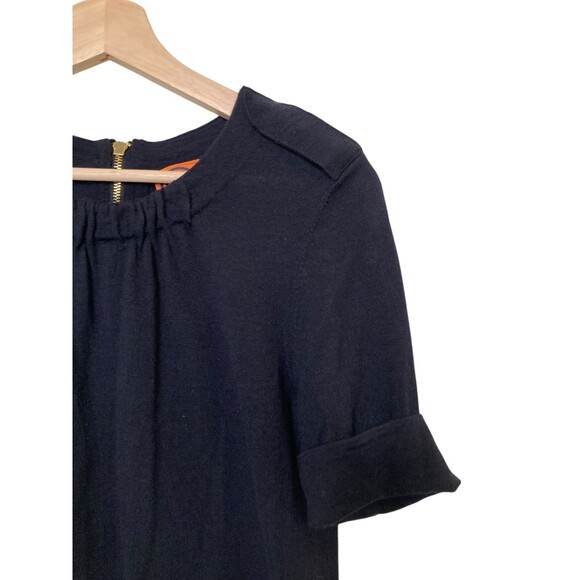Tory Burch Blue Sweater Womens Size S Short Sleeve Merino Wool Back Zip - Picture 5 of 13